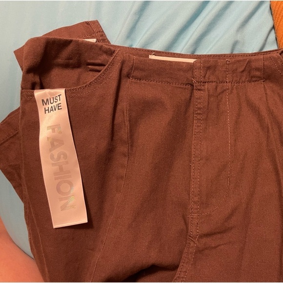 CARGO PANT Tinseltown hi-rise‎ junior 5/27 BROWN LOTS OF POCKETS SUPER WIDE LEG - Picture 10 of 16